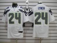 Nike Seattle Seahawks #24 Marshawn Lynch White Super Bowl XLIX Men's Stitched NFL Elite Jersey