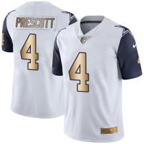 Nike Cowboys -4 Dak Prescott White Stitched NFL Limited Gold Rush Jersey