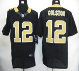 Nike Saints -12 Marques Colston Black Team Color Stitched NFL Elite Jersey