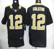 Nike Saints -12 Marques Colston Black Team Color Stitched NFL Elite Jersey