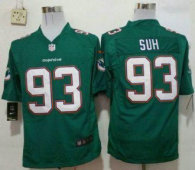 Nike Miami Dolphins -93 Ndamukong Suh Aqua Green Team Color Stitched NFL Game Jersey