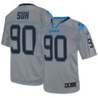 Nike Lions -90 Ndamukong Suh Lights Out Grey Stitched NFL Elite Jersey