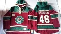Minnesota Wild -46 Jared Spurgeon Red Sawyer Hooded Sweatshirt Stitched NHL Jersey