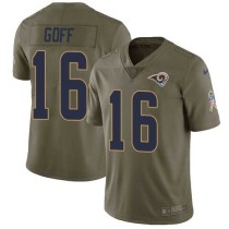Nike Rams -16 Jared Goff Olive Stitched NFL Limited 2017 Salute to Service Jersey