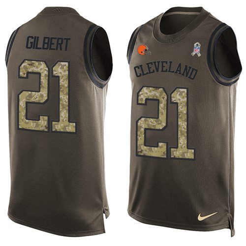 Nike Browns -21 Justin Gilbert Green Stitched NFL Limited Salute To Service Tank Top Jersey