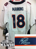 Nike Denver Broncos #18 Peyton Manning White Super Bowl XLVIII Men's Stitched NFL Elite Autographed