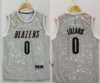Portland Trail Blazers -0 Damian Lillard Grey City Light Stitched NBA Jersey