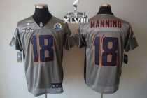 Nike Denver Broncos #18 Peyton Manning Grey Shadow With Hall of Fame 50th Patch Super Bowl XLVIII Me