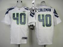 Nike Seattle Seahawks #40 Derrick Coleman White Super Bowl XLIX Men's Stitched NFL Elite Jersey