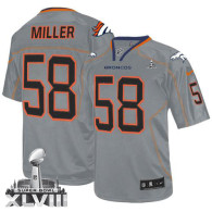 Nike Denver Broncos #58 Von Miller Lights Out Grey Super Bowl XLVIII Men's Stitched NFL Elite Jersey
