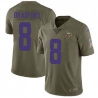 Nike Vikings -8 Sam Bradford Olive Stitched NFL Limited 2017 Salute to Service Jersey