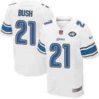 Nike Detroit Lions #21 Reggie Bush White With WCF Patch Men's Stitched NFL Elite Jersey