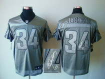Autographed Nike Oakland Raiders #34 Bo Jackson Grey Shadow Men's Stitched NFL Elite Jersey