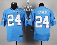 Nike Seattle Seahawks #24 Marshawn Lynch Light Blue Super Bowl XLIX Men‘s Stitched NFL Elite Jersey