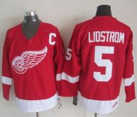 Detroit Red Wings -5 Nicklas Lidstrom Red CCM Throwback Stitched NHL Jersey