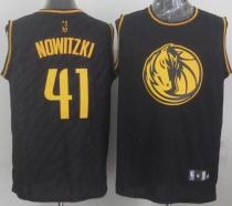 Dallas Mavericks -41 Dirk Nowitzki Black Precious Metals Fashion Stitched NBA Jersey