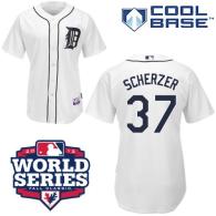 Detroit Tigers #37 Max Scherzer White Cool Base w 2012 World Series Patch Stitched MLB Jersey