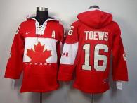 Olympic CA 16 Jonathan Toews Red Sawyer Hooded Sweatshirt Stitched NHL Jersey
