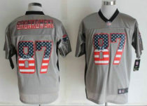 2014 New Nike New England Patriots 87 Gronkowski USA Flag Fashion Grey Shadow Elite Jerseys