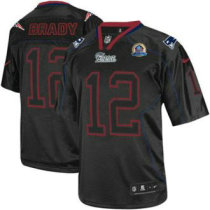 Nike Patriots -12 Tom Brady Lights Out Black With Hall of Fame 50th Patch Stitched NFL Elite Jersey