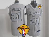 San Antonio Spurs -21 Tim Duncan Grey Big Color Fashion Finals Patch Stitched NBA Jersey