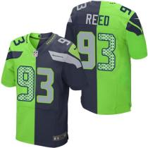 Nike Seahawks -93 Jarran Reed Steel Blue Green Stitched NFL Elite Split Jersey