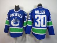 Vancouver Canucks -30 Ryan Miller Blue Stitched NHL Jersey