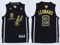 San Antonio Spurs -2 Kawhi Leonard Black Gold No Champions Stitched NBA Jersey