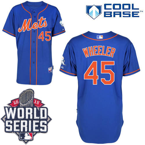 New York Mets -45 Zack Wheeler Blue Cool Base W 2015 World Series Patch Stitched MLB Jersey