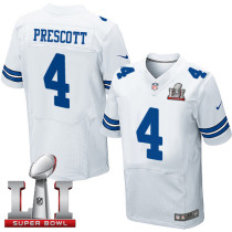 Nike Cowboys -4 Dak Prescott White Stitched NFL Super Bowl LI 51 Elite Jersey