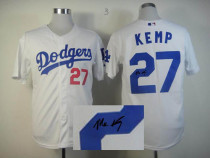 MLB Los Angeles Dodgers -27 Matt Kemp Stitched White Autographed Jersey