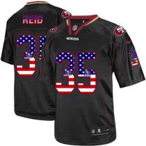 Nike San Francisco 49ers #35 Eric Reid Black Men's Stitched NFL Elite USA Flag Fashion Jersey
