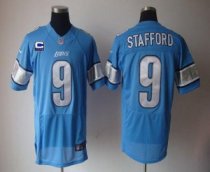Nike Lions -9 Matthew Stafford Blue Team Color With C Patch Stitched NFL Elite Jersey