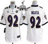 Nike Ravens -92 Haloti Ngata White Super Bowl XLVII Men Stitched NFL Game Jersey