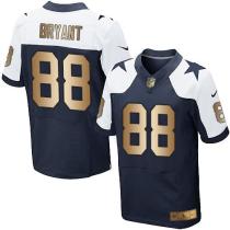 Nike Cowboys -88 Dez Bryant Navy Blue Thanksgiving Throwback Stitched NFL Elite Gold Jersey