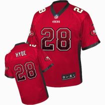 Nike San Francisco 49ers #28 Carlos Hyde Red Team Color Men‘s Stitched NFL Elite Drift Fashion Jerse