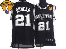 San Antonio Spurs -21 Tim Duncan Stitched black Finals Patch NBA Jersey