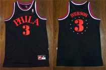 Philadelphia 76ers -3 Allen Iverson Black 1964 Throwback Stitched NBA Jersey