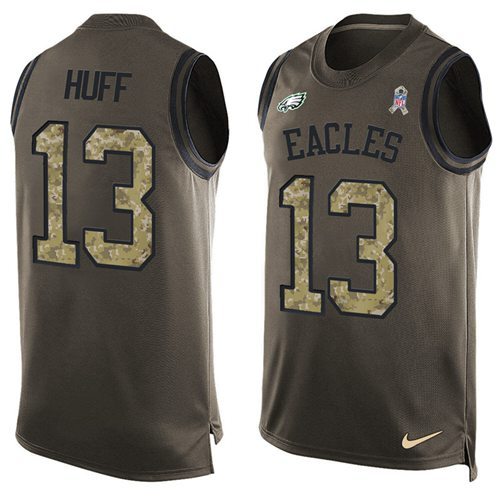 Nike Eagles -13 Josh Huff Green Stitched NFL Limited Salute To Service Tank Top Jersey