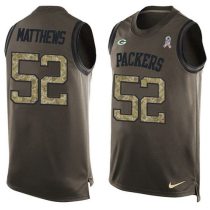 Nike Packers -52 Clay Matthews Green Stitched NFL Limited Salute To Service Tank Top Jersey