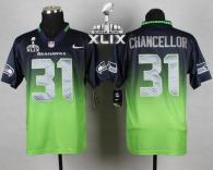 Nike Seattle Seahawks #31 Kam Chancellor Steel Blue Green Super Bowl XLIX Men's Stitched NFL Elite F