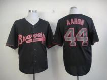 Atlanta Braves #44 Hank Aaron Black Fashion Stitched MLB Jersey