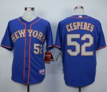 New York Mets -52 Yoenis Cespedes Blue Grey NO  Alternate Road Cool Base Stitched MLB Jersey