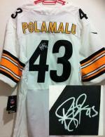 Nike Pittsburgh Steelers #43 Troy Polamalu White Men's Stitched NFL Elite Autographed Jersey