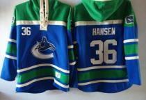 Vancouver Canucks -36 Jannik Hansen Blue Sawyer Hooded Sweatshirt Stitched NHL Jersey