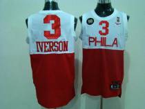 Philadelphia 76ers -3 Allen Iverson White Red Reebok 10TH Throwback Stitched NBA Jersey
