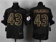 Nike Pittsburgh Steelers #43 Troy Polamalu Black Gold No Fashion Men's Stitched NFL Elite Jersey