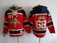 Florida Panthers -68 Jaromir Jagr Red Sawyer Hooded Sweatshirt Stitched NHL Jersey