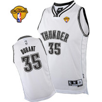 Oklahoma City Thunder -35 Kevin Durant White on White With Finals Patch Stitched NBA Jersey
