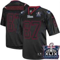 Nike New England Patriots -87 Rob Gronkowski Lights Out Black Super Bowl XLIX Champions Patch Mens S